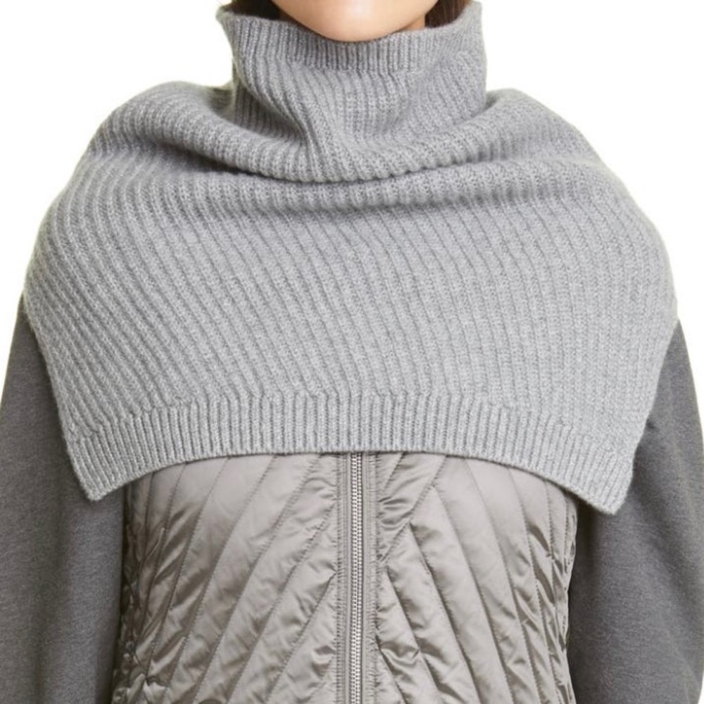 LAFAYETTE 148 New York 100% Cashmere Diagonal Rib Knit Snood NEW Gray Grey
